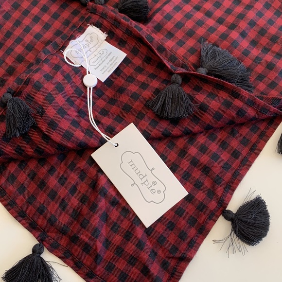 Mud Pie Gingham Square 100% Viscose Scarf, Burgundy & Black, 50” x50”, NWT - Picture 3 of 9